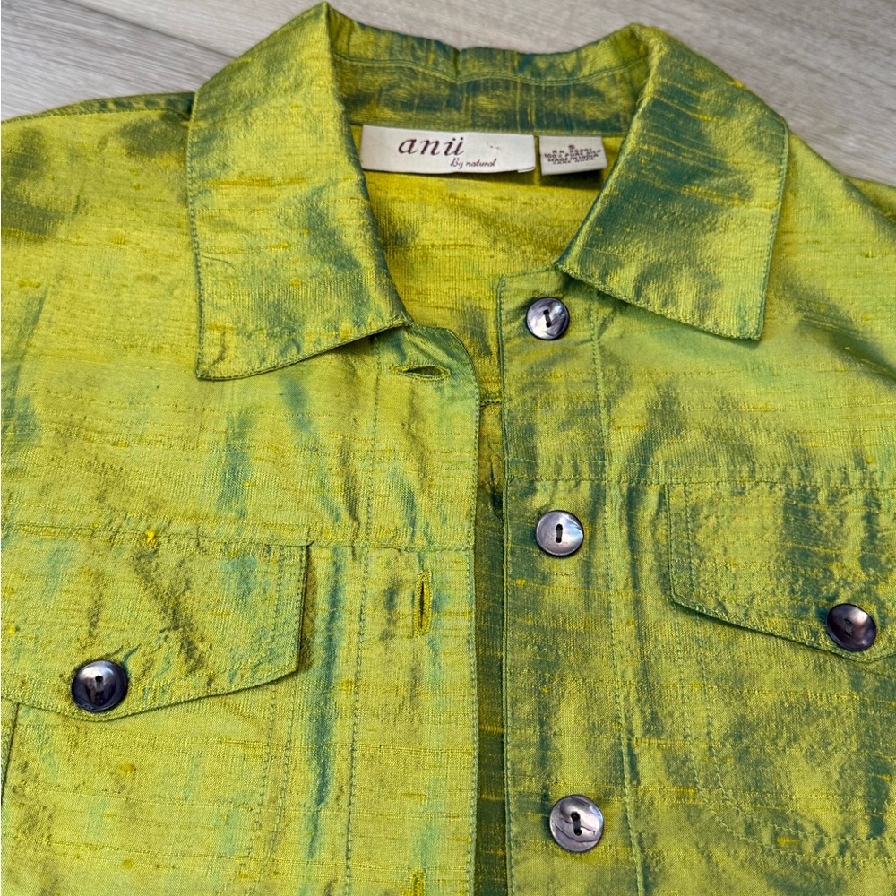 Vintage 100% Silk Iridescent Blouse - Picture 4 of 6